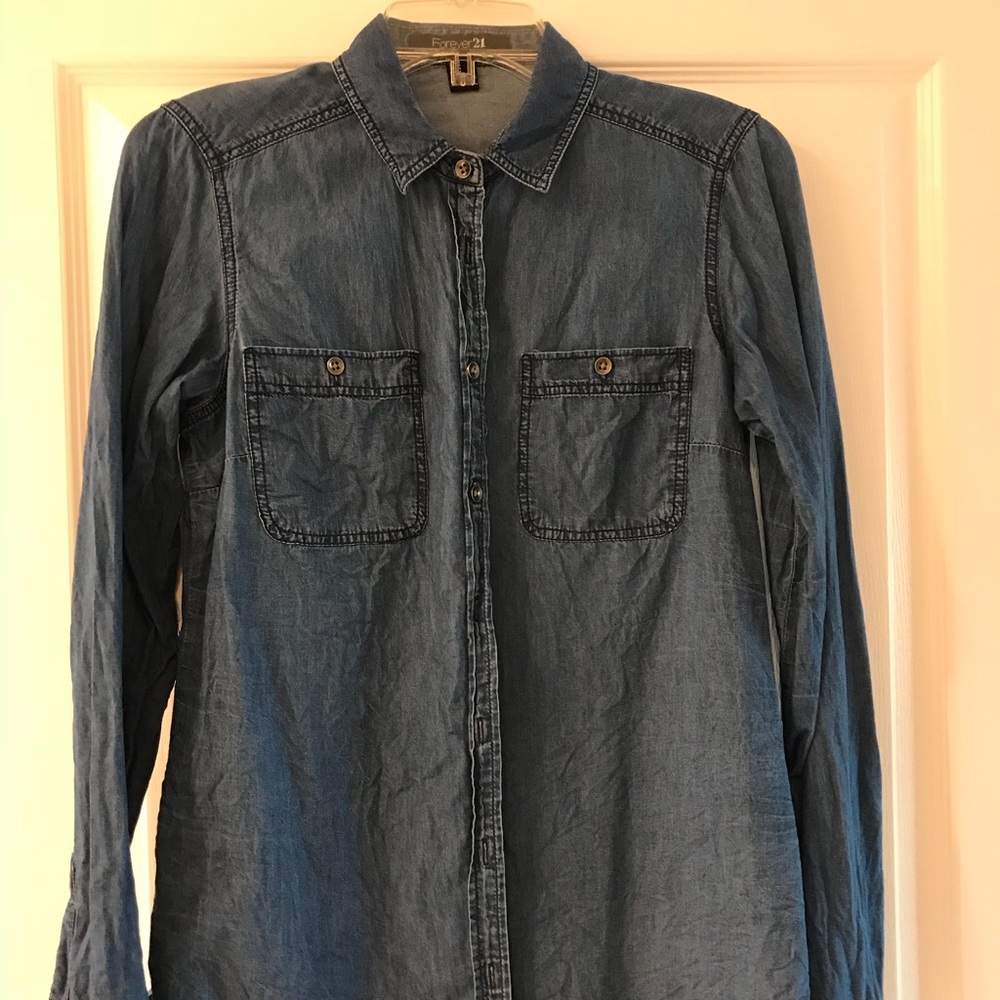 Forever 21 denim button up blouse